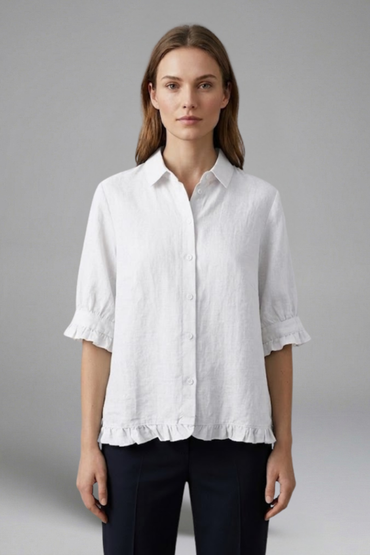 Women’s Blouse with Button Closure and Short Sleeves