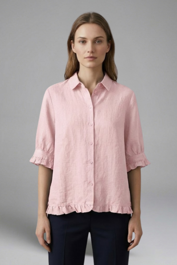 Women’s Blouse with Button Closure and Short Sleeves