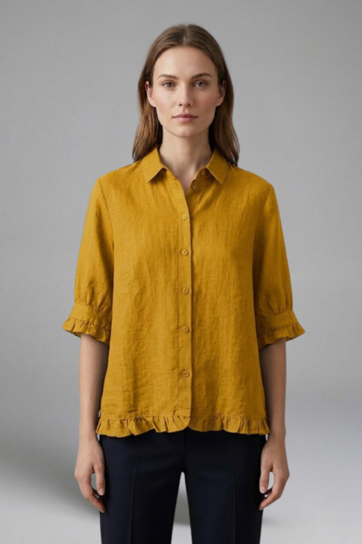 Women’s Blouse with Button Closure and Short Sleeves