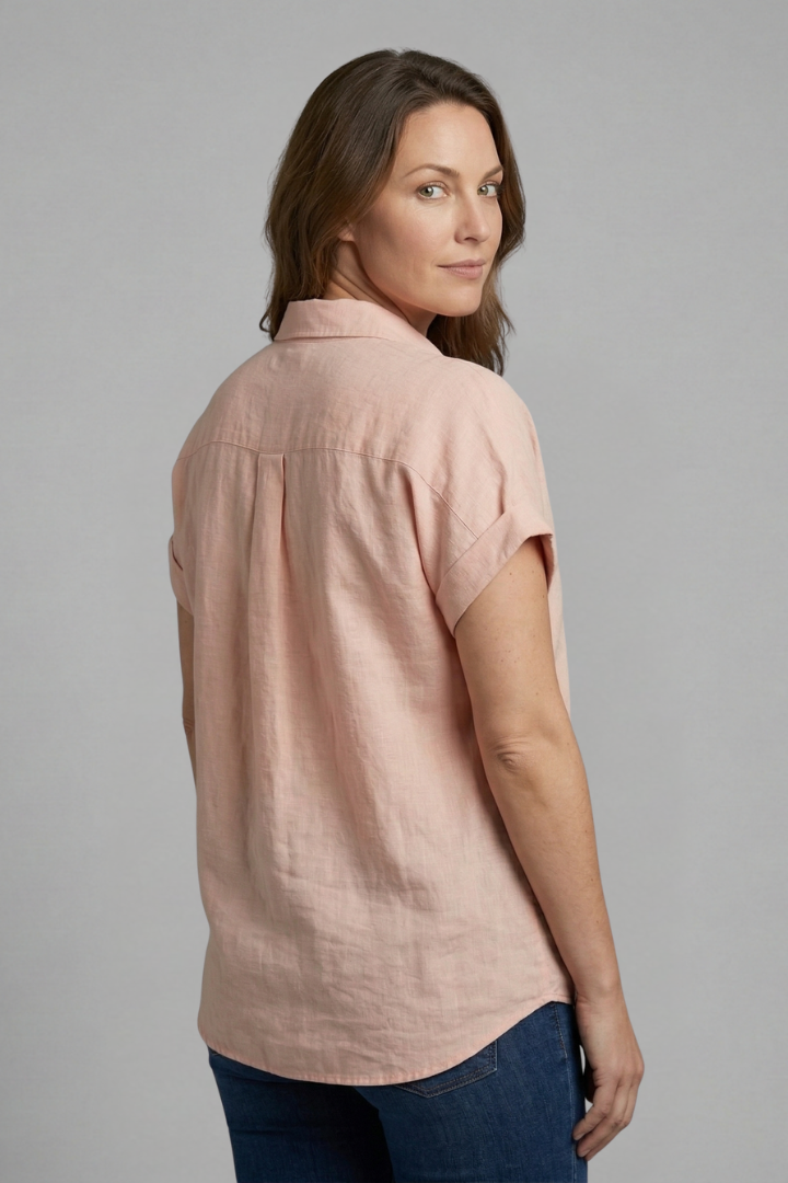 Women’s Blouse with Button Fastening and Short Sleeves