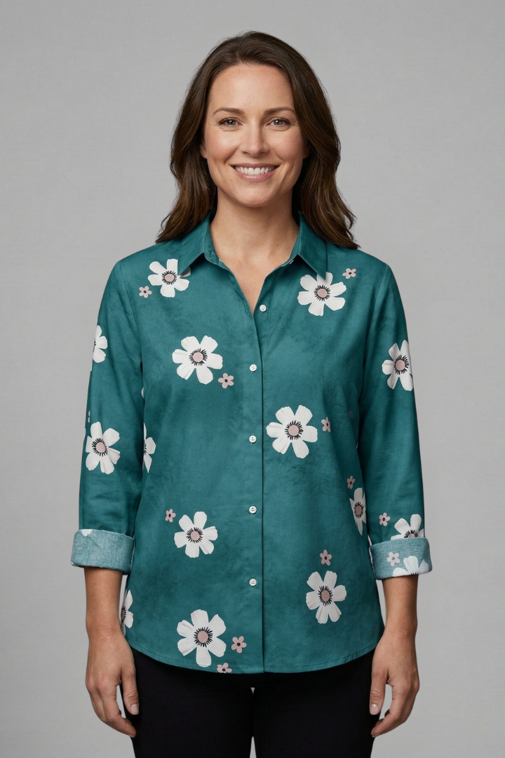 Women’s Blouse with Collar Neck and Button Fastening