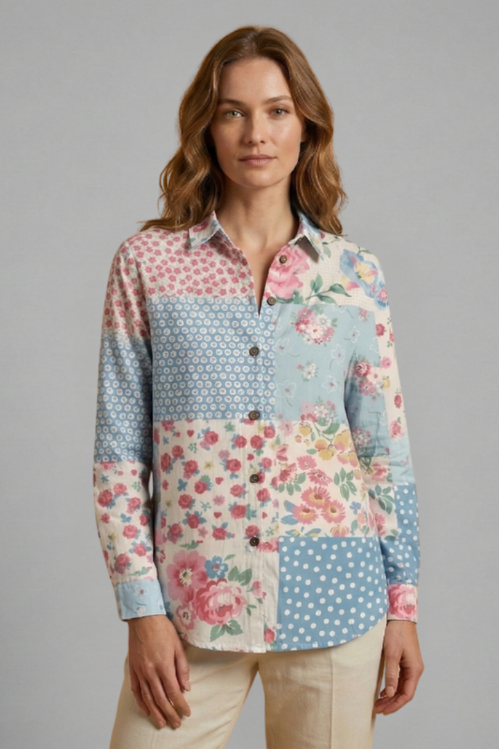 Women’s Blouse with Collar and Floral Print