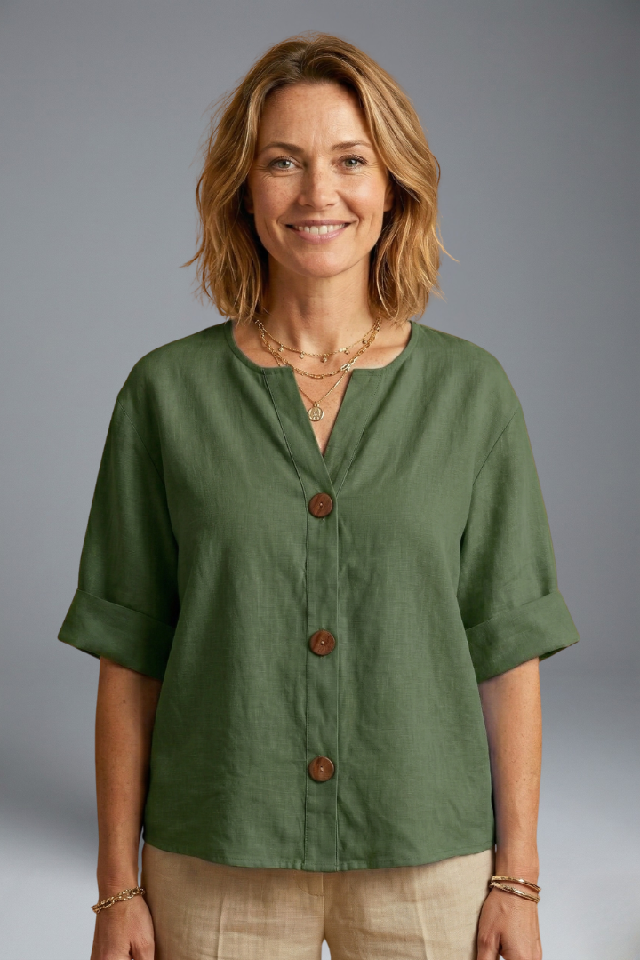 Women’s Blouse with Loose Fit and Linen Fabric