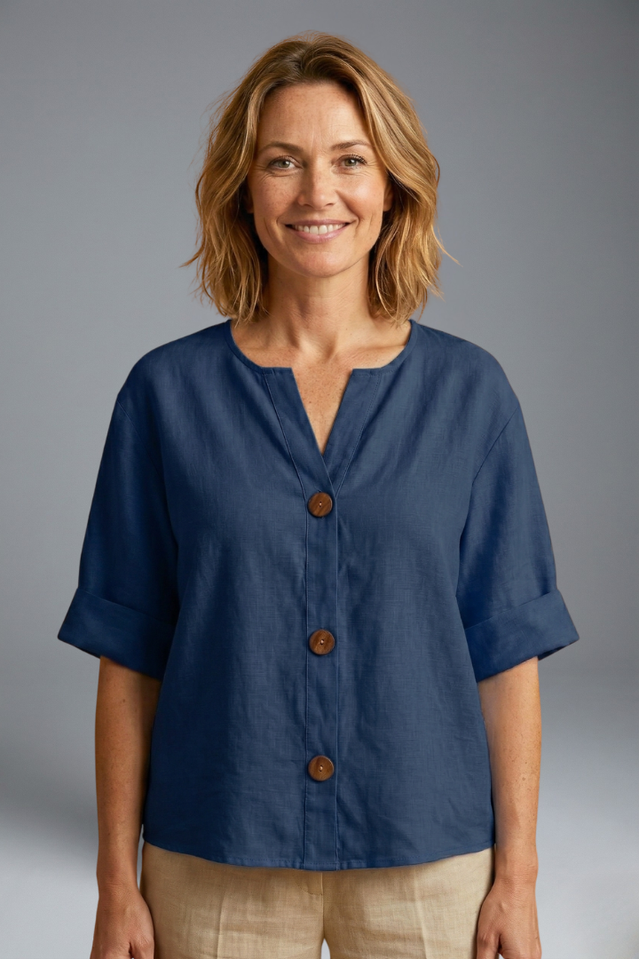 Women’s Blouse with Loose Fit and Linen Fabric