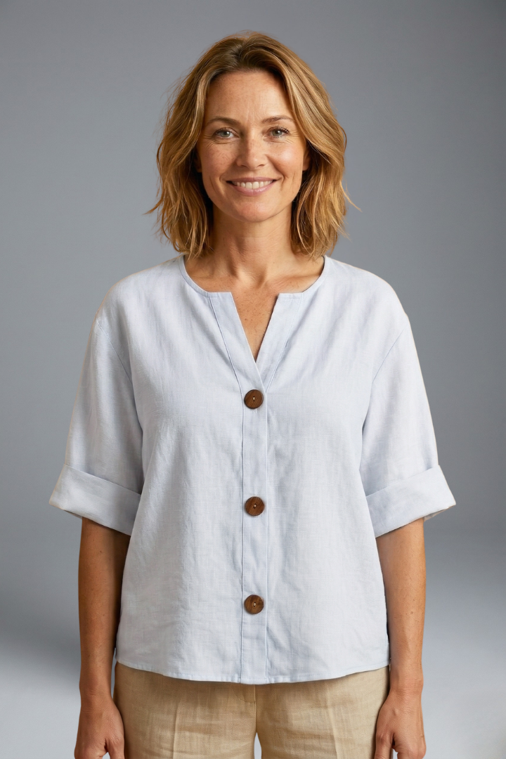 Women’s Blouse with Loose Fit and Linen Fabric