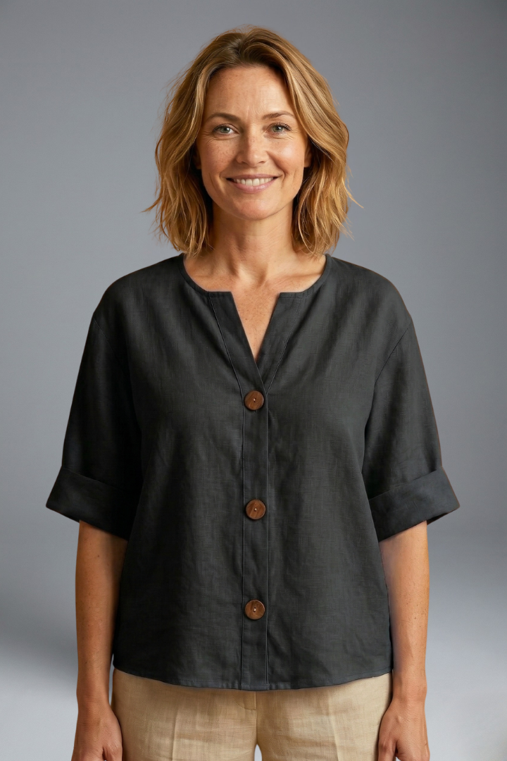 Women’s Blouse with Loose Fit and Linen Fabric