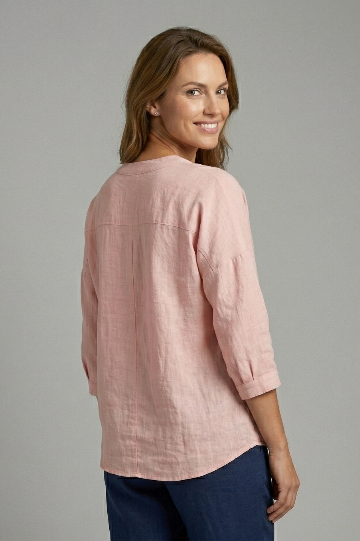 Women’s Blouse with Round Neck and Button Closure