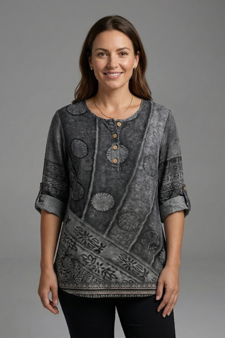Women’s Blouse with Round Neck and Floral Print