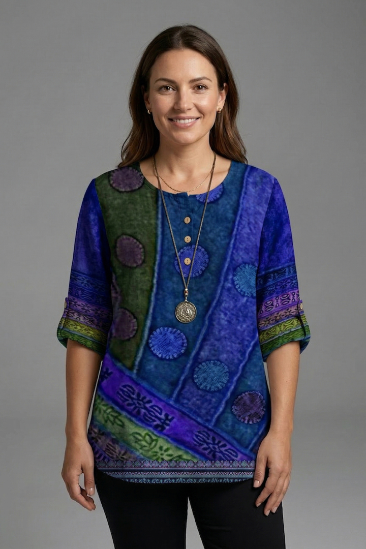 Women’s Blouse with Round Neck and Floral Print