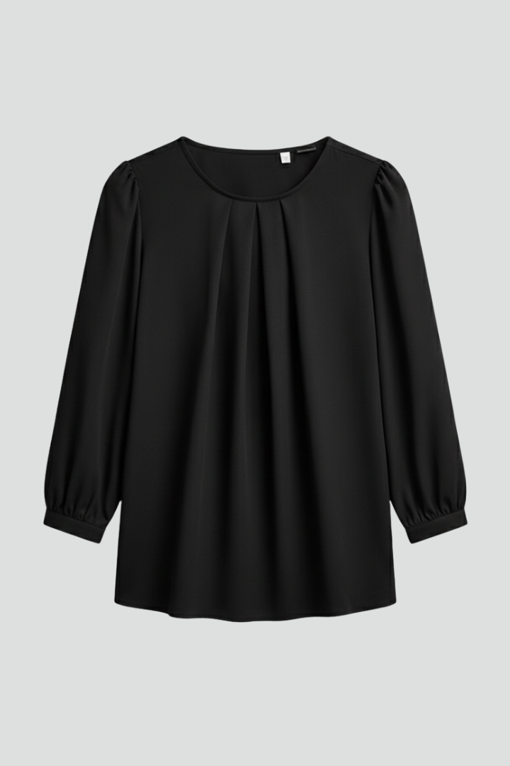 Women’s Blouse with Round Neckline and Puff Sleeves