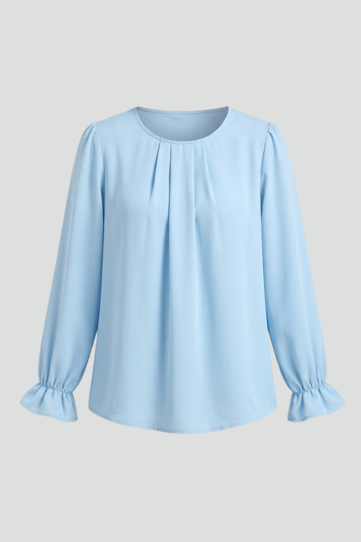 Women’s Blouse with Round Neckline and Puff Sleeves