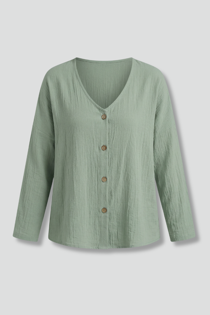 Women’s Blouse with V-Neck and Button Fastening