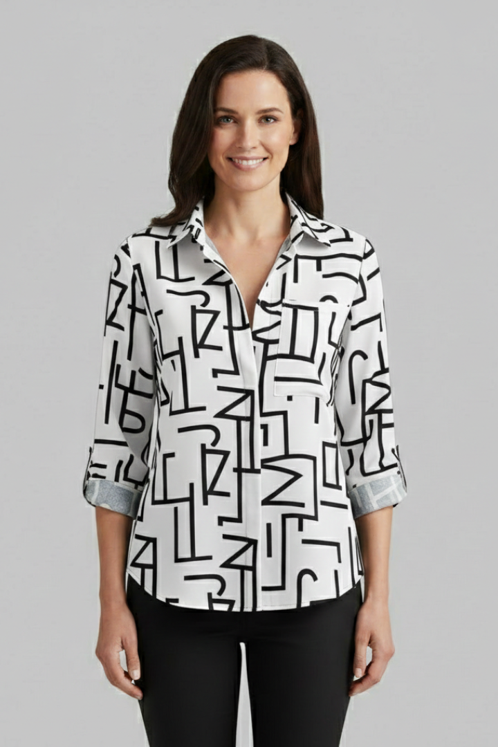 Women’s Blouse with V-Neck and Long Sleeves