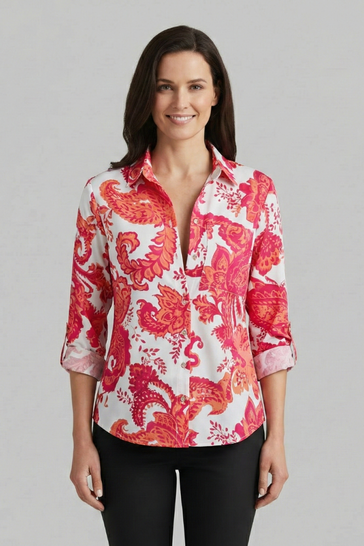 Women’s Blouse with V-Neck and Long Sleeves