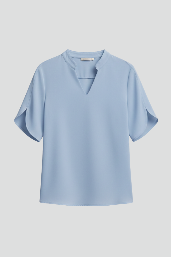 Women’s Blouse with V-Neck and Short Sleeves