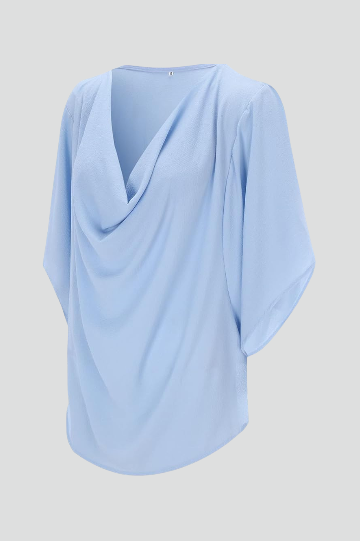 Women’s Blouse with V Neckline and Batwing Sleeves