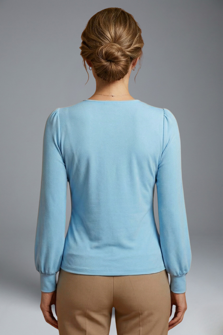 Women’s Blouse with V Neckline and Ruched Waist