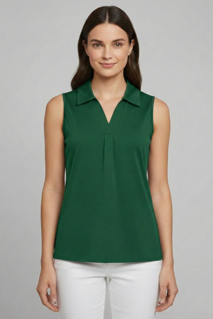 Women’s Blouse with V Neckline and Sleeveless Cut