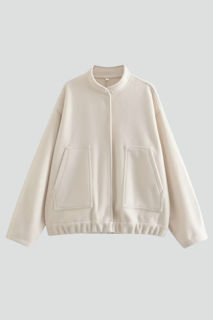Women’s Bomber Jacket with Relaxed Fit and Woven Outer Surface