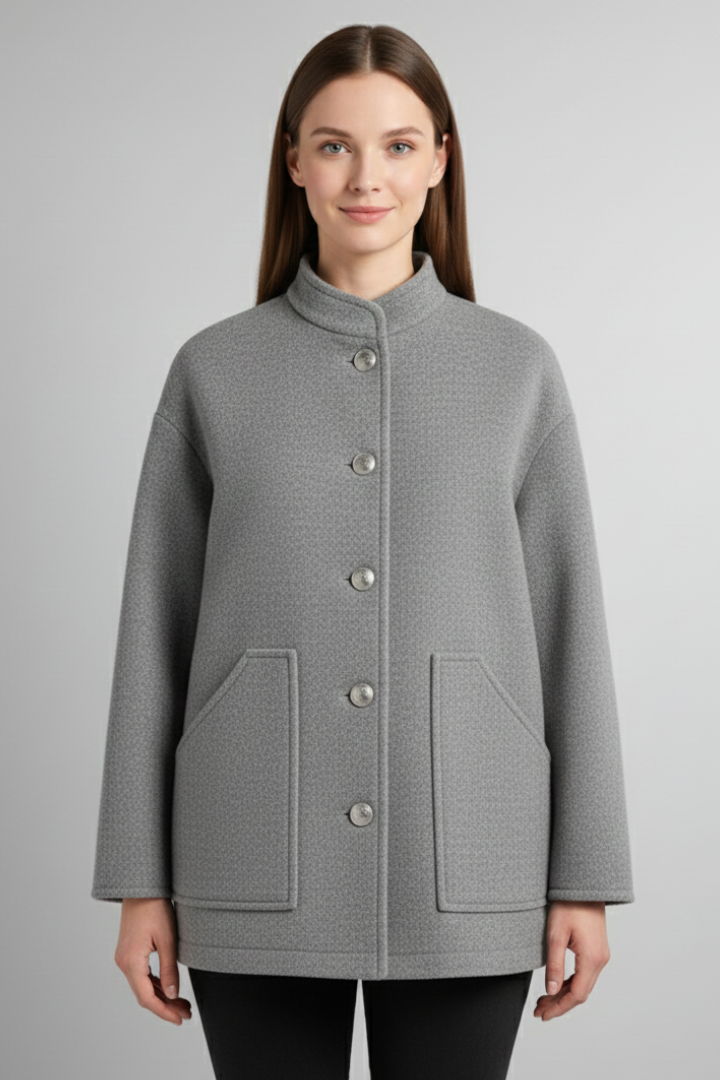 Women’s Bomber Jacket with Snap Closure and Ribbed Finishes