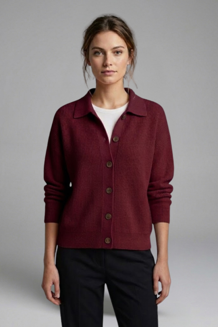 Women’s Cardigan with Button Closure and Collar