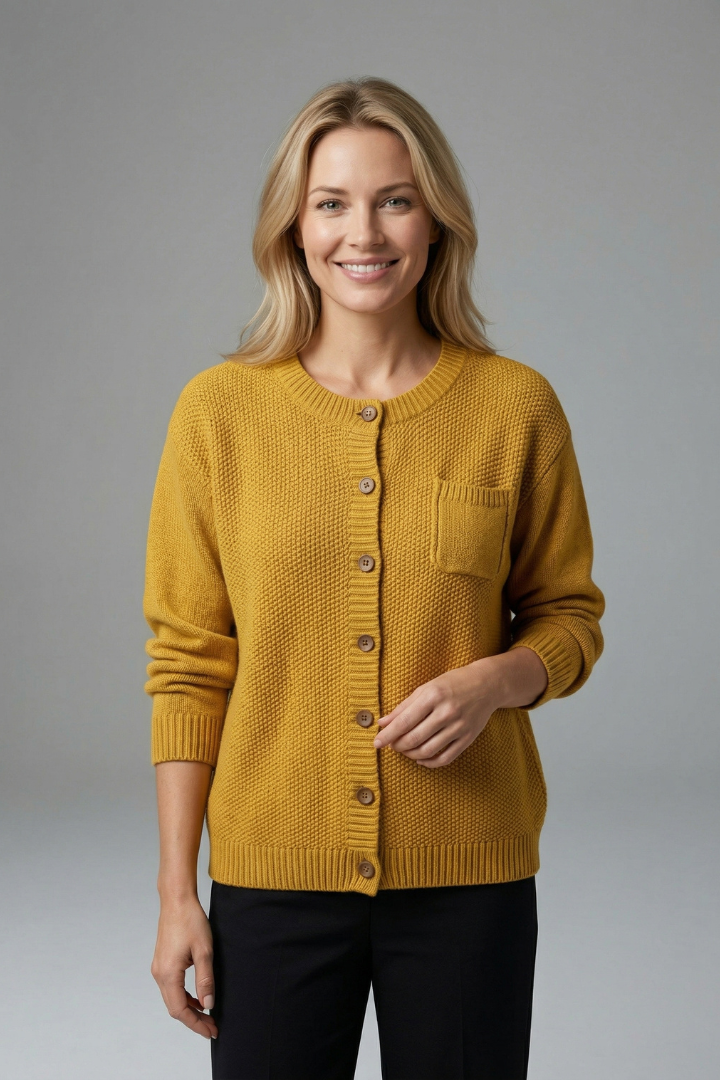 Women’s Cardigan with Button Fastening and Chest Pocket