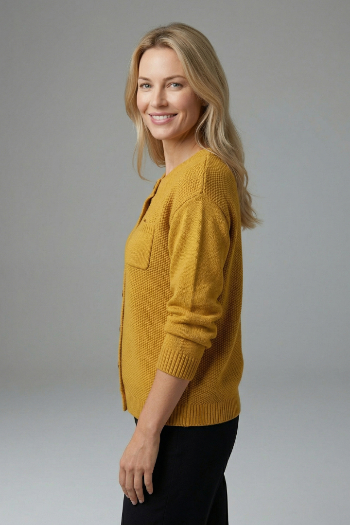 Women’s Cardigan with Button Fastening and Chest Pocket