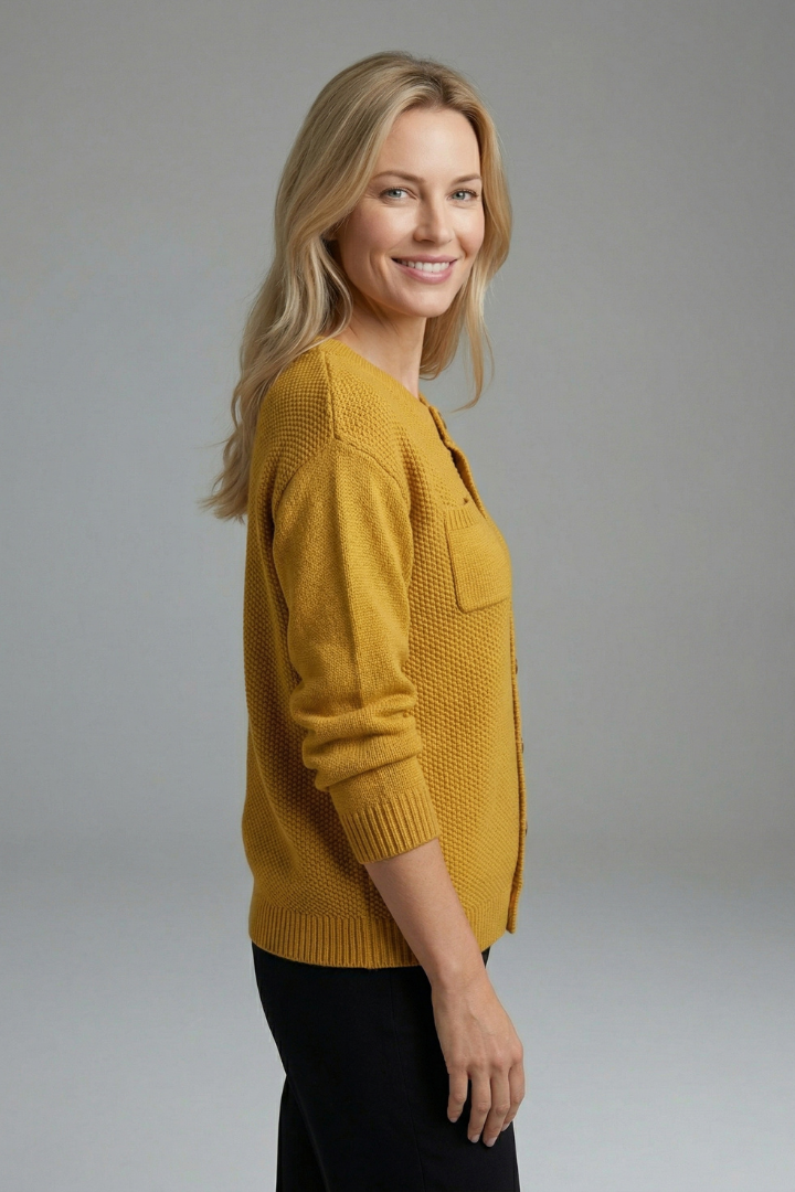 Women’s Cardigan with Button Fastening and Chest Pocket