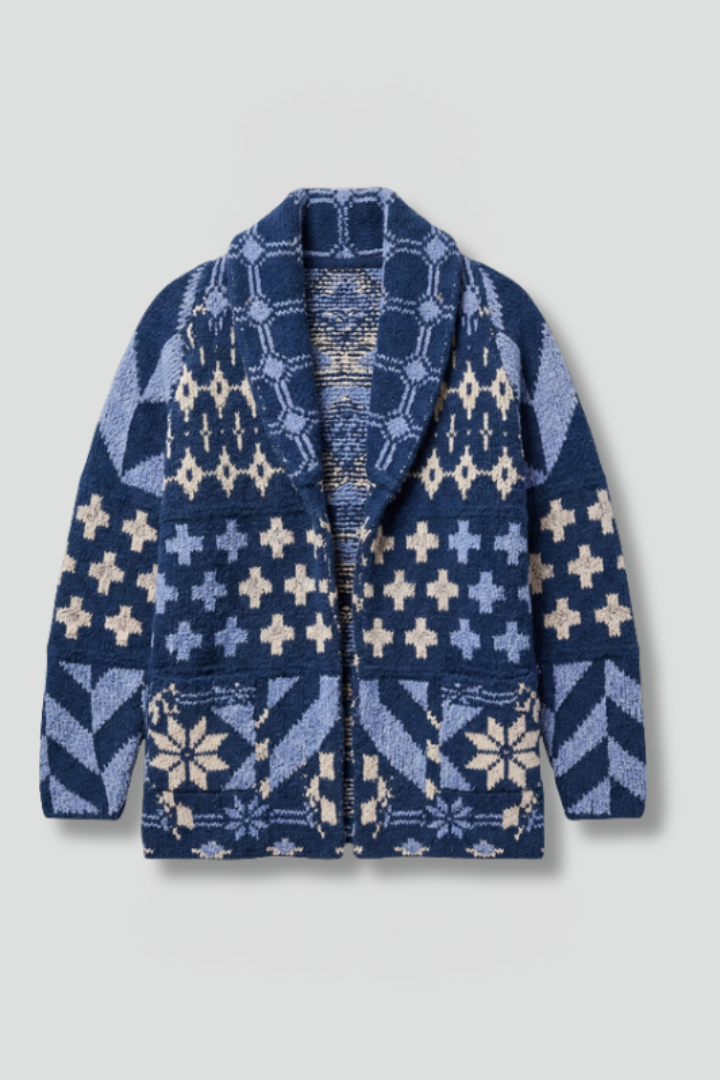 Women’s Cardigan with Button Fastening and Patterned Knit Surface