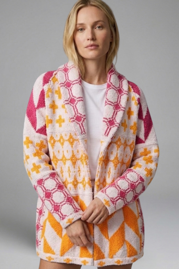 Women’s Cardigan with Button Fastening and Patterned Knit Surface
