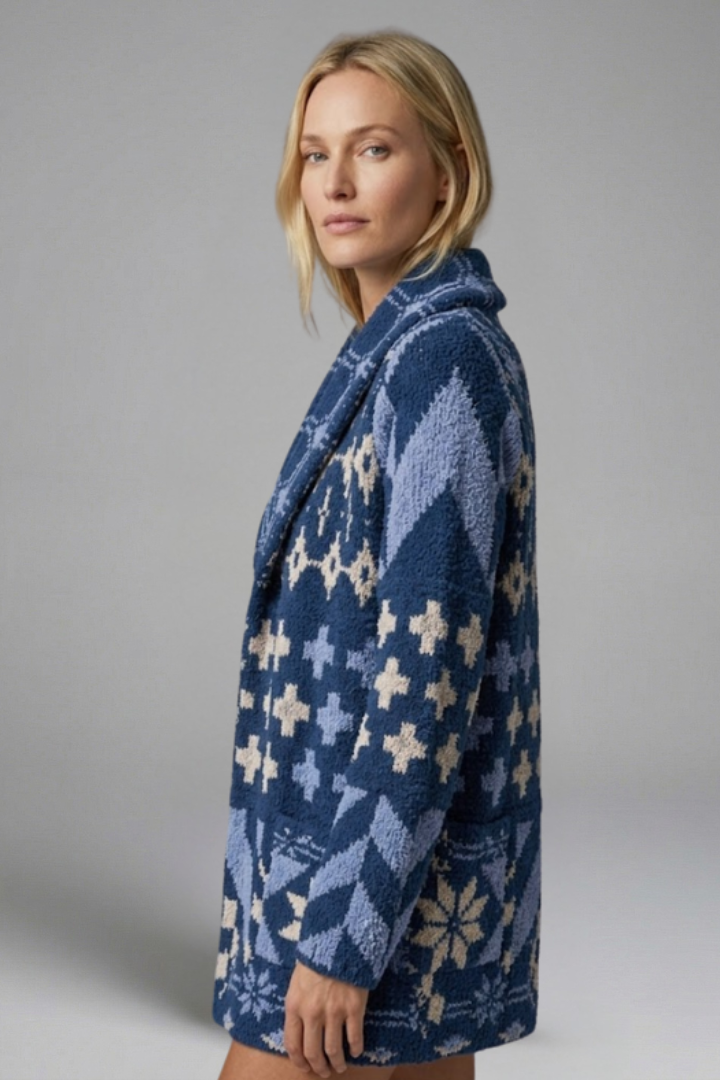 Women’s Cardigan with Button Fastening and Patterned Knit Surface
