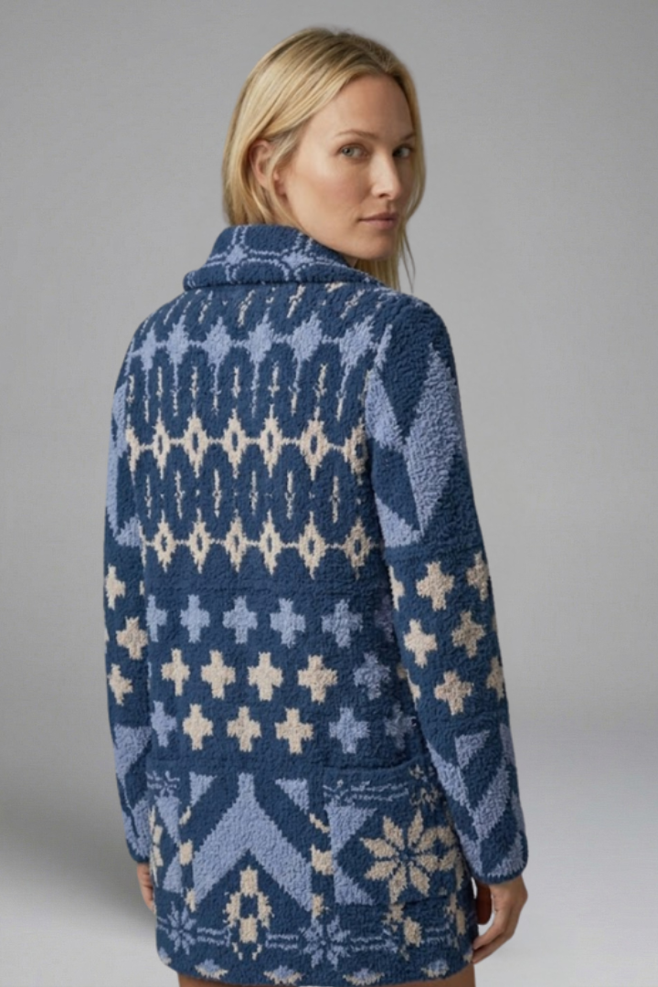 Women’s Cardigan with Button Fastening and Patterned Knit Surface