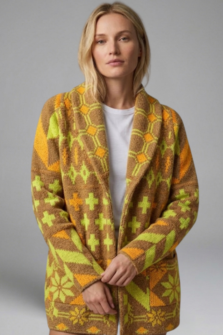 Women’s Cardigan with Button Fastening and Patterned Knit Surface