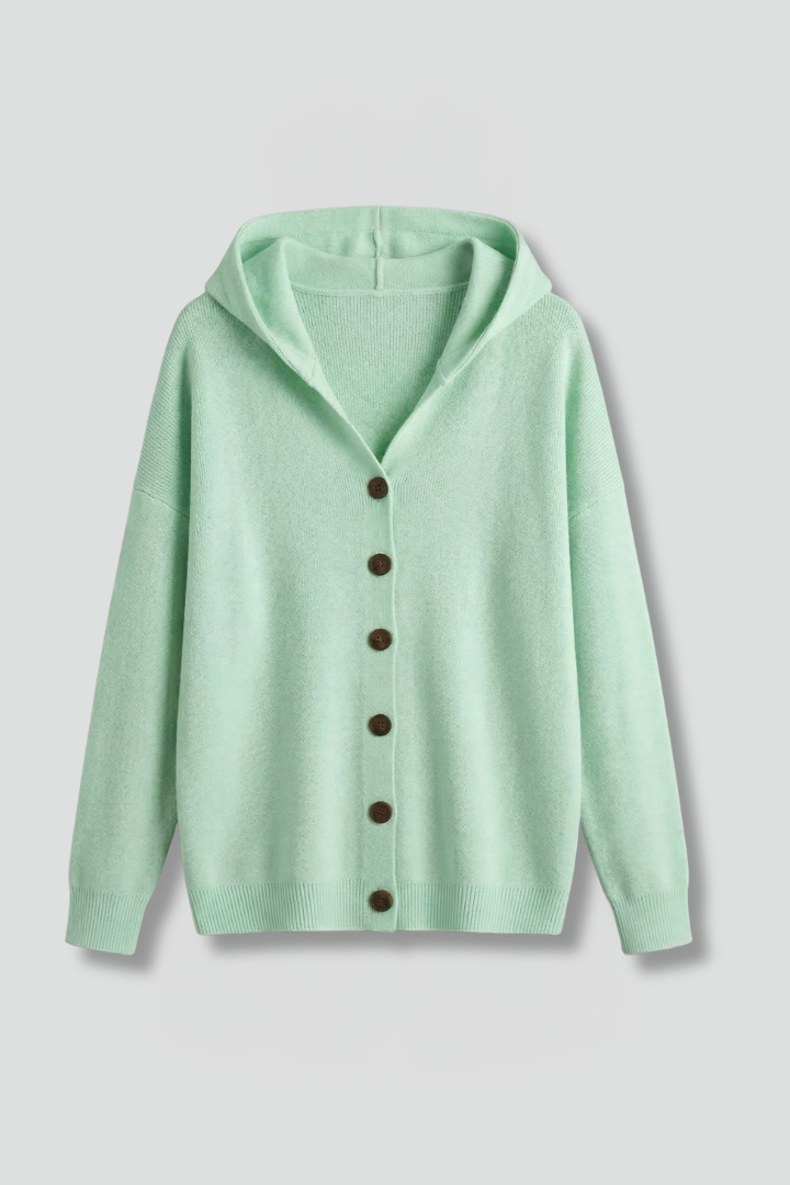 Women’s Cardigan with Hood and Button Fastening