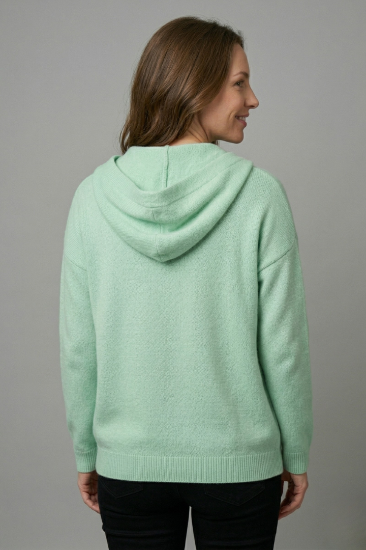Women’s Cardigan with Hood and Button Fastening