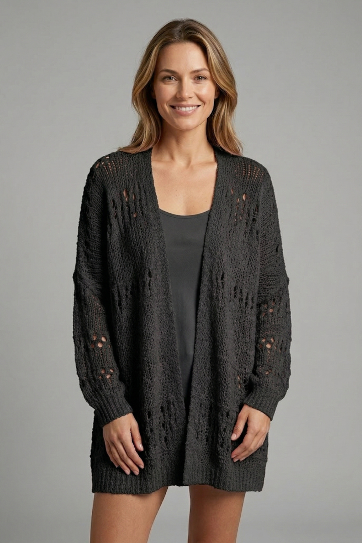 Women’s Cardigan with Open Front and Long Sleeves