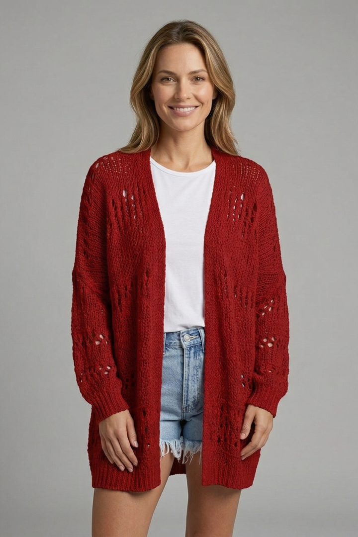 Women’s Cardigan with Open Front and Long Sleeves