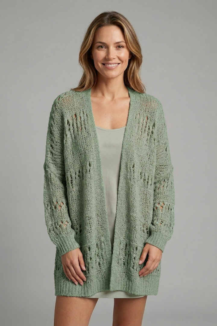 Women’s Cardigan with Open Front and Long Sleeves