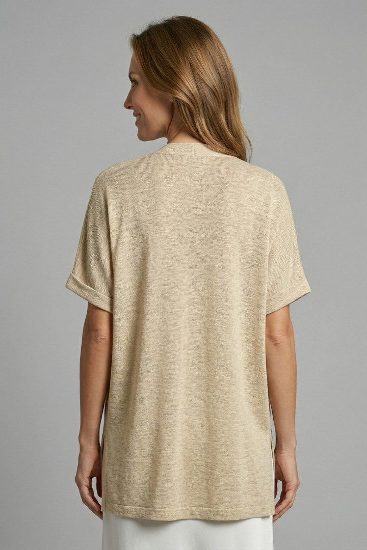 Women’s Cardigan with Open Front and Short Sleeves