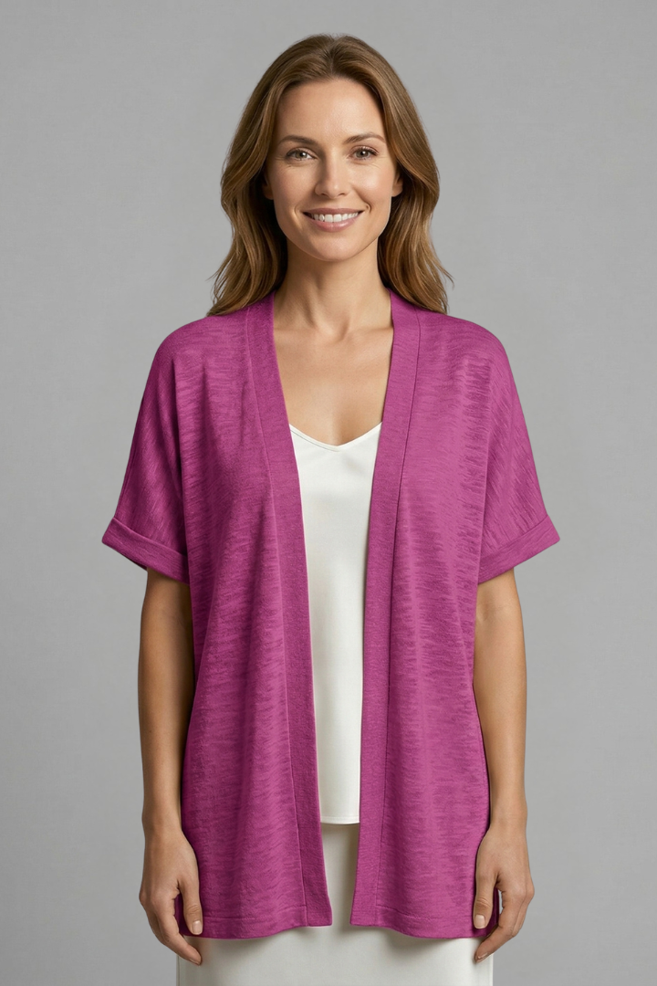 Women’s Cardigan with Open Front and Short Sleeves