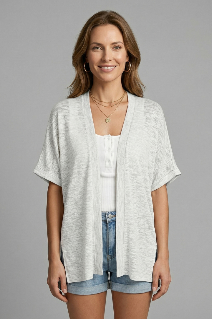 Women’s Cardigan with Open Front and Short Sleeves