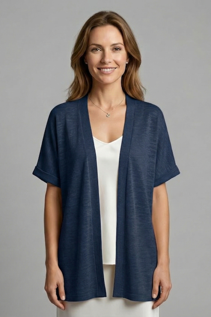 Women’s Cardigan with Open Front and Short Sleeves