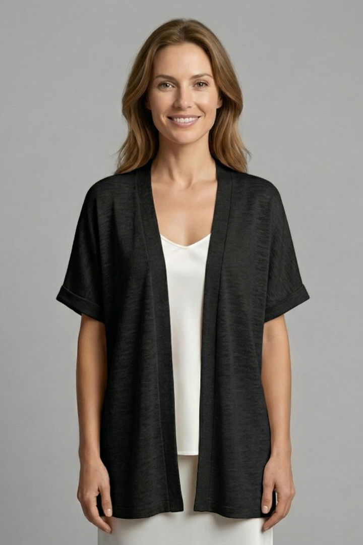 Women’s Cardigan with Open Front and Short Sleeves