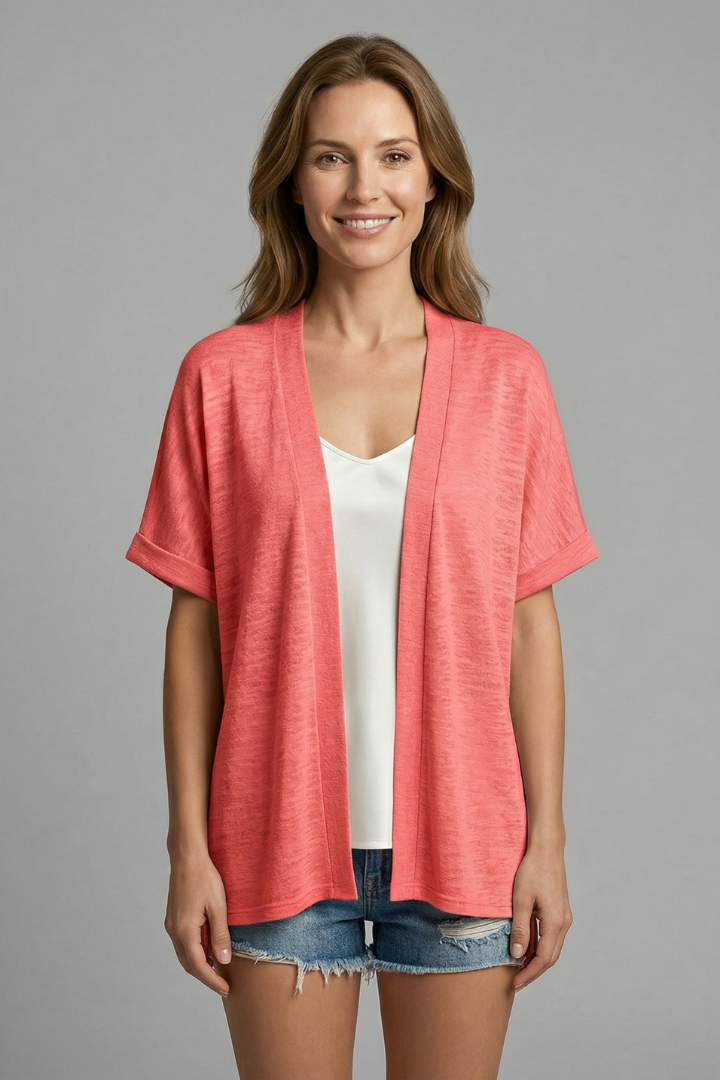 Women’s Cardigan with Open Front and Short Sleeves