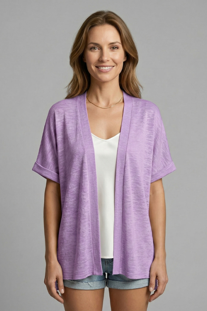 Women’s Cardigan with Open Front and Short Sleeves