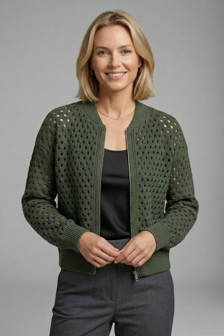 Women’s Cardigan with Zip and Cut-Out Surface