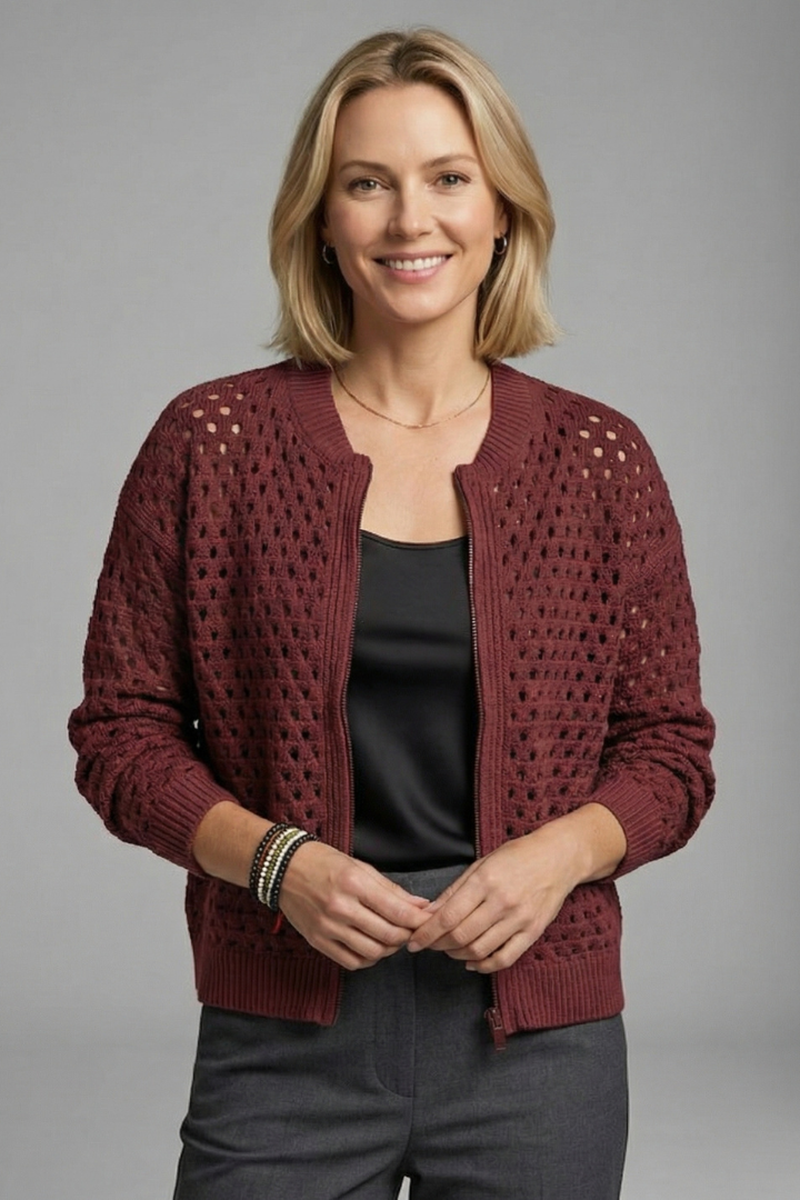 Women’s Cardigan with Zip and Cut-Out Surface