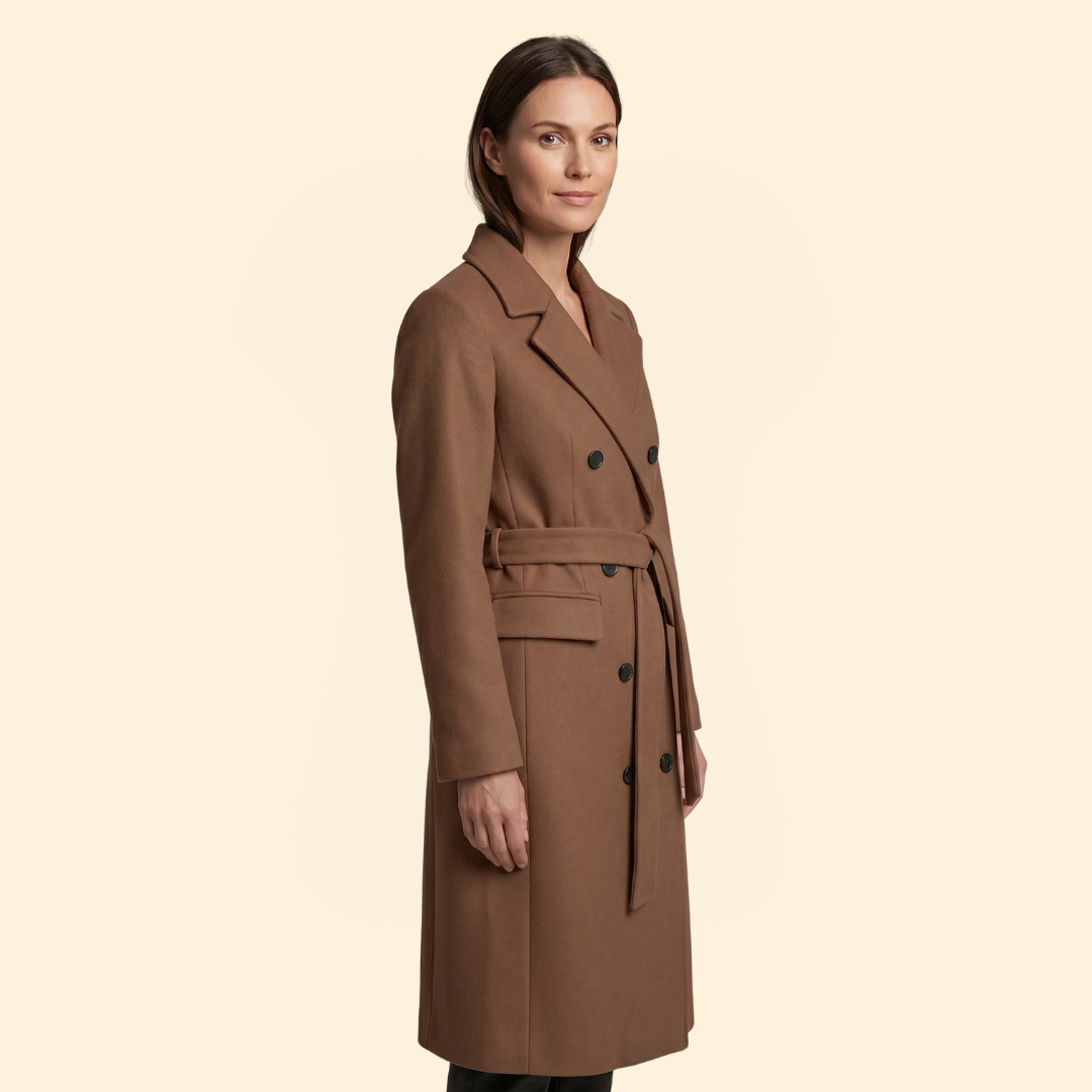 Women's Coat with Double-Breasted Button Front for Winter