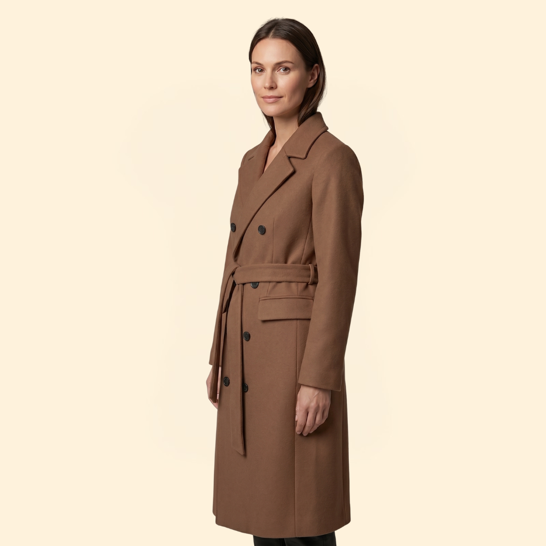 Women's Coat with Double-Breasted Button Front for Winter