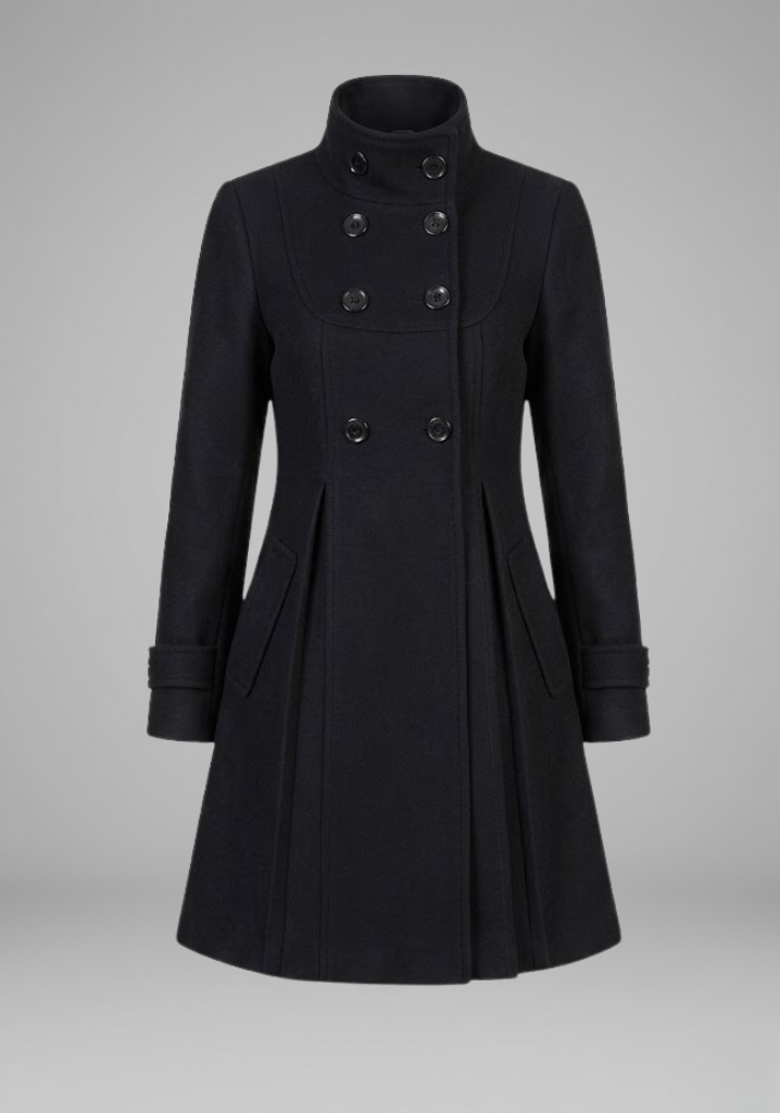 Women’s Coat with Hood and Double Button Front